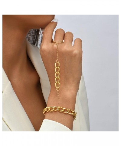 Gold Hand Chain Bracelet Finger Ring Bracelet Gold Beaded Slave Ring Adjustable Wrist Length Bracelet Jewelry for Women Girls...