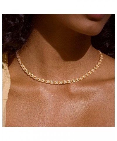 Gold Chain Choker Necklace,14K Gold Plated Dainty Cute Lip Chain Long Necklace Delicate Fashion Choker Necklace Jewelry Gift ...