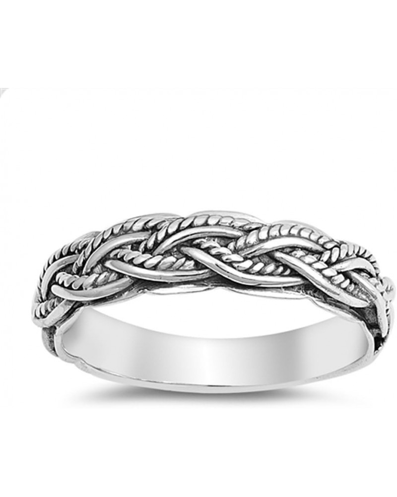 Braided Woven Criss Cross Thumb Ring New .925 Sterling Silver Band Sizes 4-10 $12.96 Rings