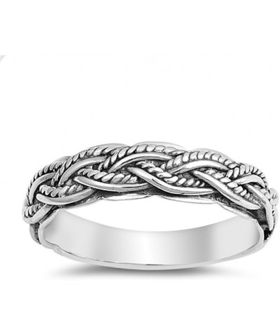 Braided Woven Criss Cross Thumb Ring New .925 Sterling Silver Band Sizes 4-10 $12.96 Rings