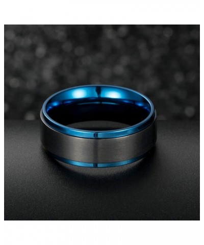 Couple Rings Black Matching Ring 1.5ct CZ Women Wedding Ring Sets for Him and Her Ring Sets Moon Ring Blue women size9 & men ...