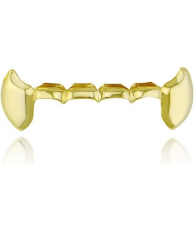 18k Gold Plated Grillz Vampire Dracula Teeth Grillz 2pc Single Fangs and 6 Bottom Grillz Set Silver $8.24 Body Jewelry