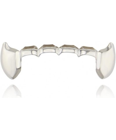 18k Gold Plated Grillz Vampire Dracula Teeth Grillz 2pc Single Fangs and 6 Bottom Grillz Set Silver $8.24 Body Jewelry