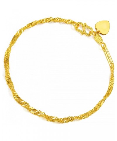 999.9 24K Solid Gold Price-by-Weight 3.74g Gold Twisted Chain Bracelet for Women 09240B | 6.6 Inches, (17 CM) $139.40 Bracelets