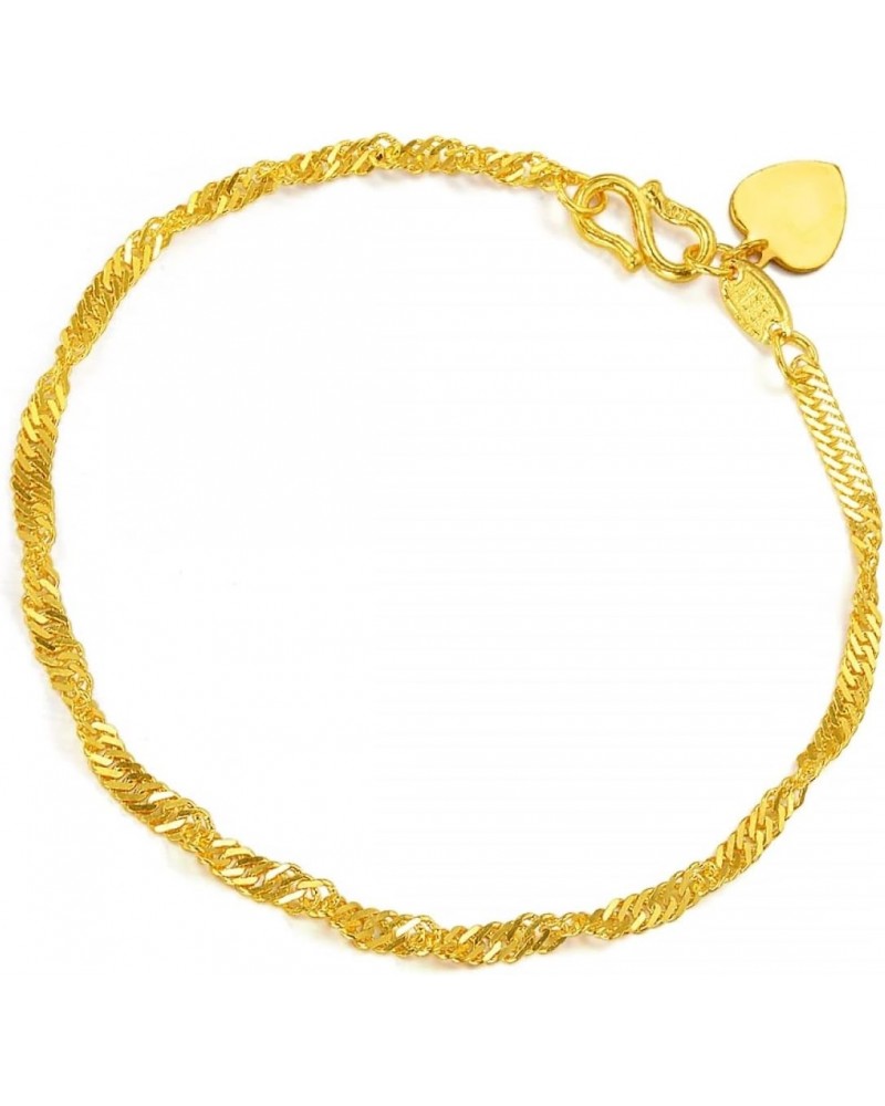 999.9 24K Solid Gold Price-by-Weight 3.74g Gold Twisted Chain Bracelet for Women 09240B | 6.6 Inches, (17 CM) $139.40 Bracelets