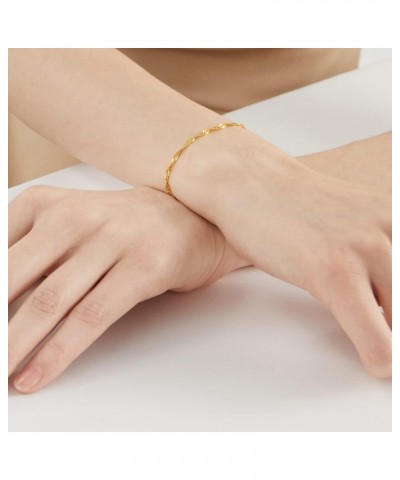 999.9 24K Solid Gold Price-by-Weight 3.74g Gold Twisted Chain Bracelet for Women 09240B | 6.6 Inches, (17 CM) $139.40 Bracelets