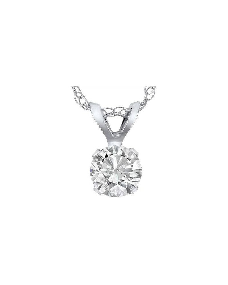 7/8 Ct Round Diamond Solitaire Pendant in White or Yellow Gold 18" Necklace White Gold $242.00 Necklaces