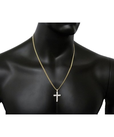 Micro Cross Pendant 20 inches to 24 inches Various Chain Necklace in Gold Tone Gold - 3mm 24" Cuban Chain $12.64 Necklaces