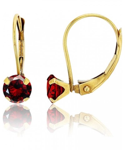 10K Yellow Gold 6mm Round Gemstone Martini Leverback Earring garnet $28.62 Earrings