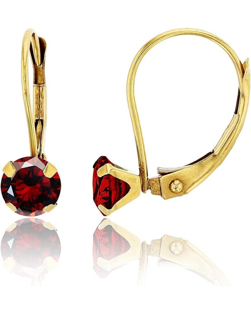 10K Yellow Gold 6mm Round Gemstone Martini Leverback Earring garnet $28.62 Earrings