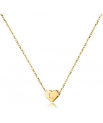 Easter Gifts for Girls kids Heart Initial Necklace - 14K Gold Filled Heart Pendant Letter Alphabet Necklace Tiny Initial Neck...