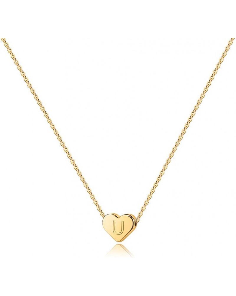 Easter Gifts for Girls kids Heart Initial Necklace - 14K Gold Filled Heart Pendant Letter Alphabet Necklace Tiny Initial Neck...