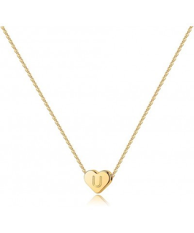 Easter Gifts for Girls kids Heart Initial Necklace - 14K Gold Filled Heart Pendant Letter Alphabet Necklace Tiny Initial Neck...