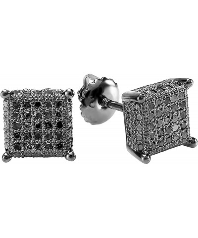 0.50 Carat (ctw) Round Diamond Cube Unisex Stud Earrings in Black & Blue Plated 925 Sterling Silver Black Plated 925 Sterling...