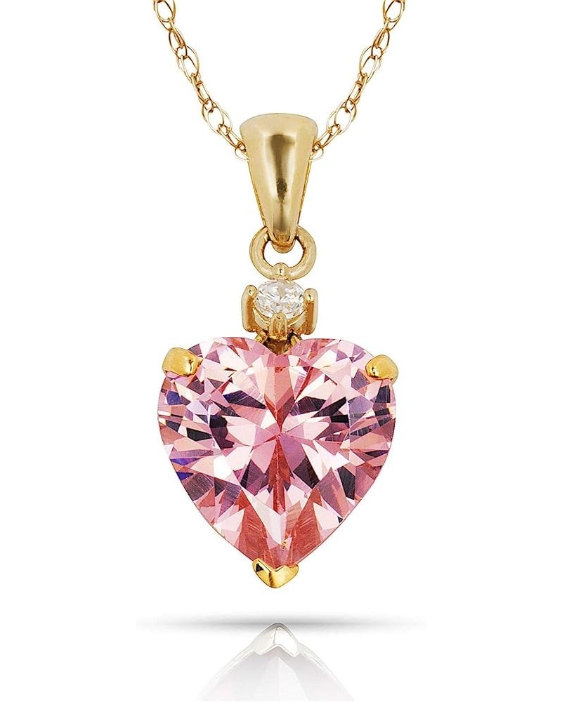 Solid 14K Beautiful Yellow Gold Heart-shaped Cubic Zirconia Pendant Necklace (12 colors) October $38.76 Necklaces