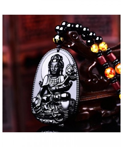 Buddha Pendant Necklace Bodhisattva Amulet Talisman Made of Obsidian Gemstone Samantabhadra Buddha $9.53 Necklaces