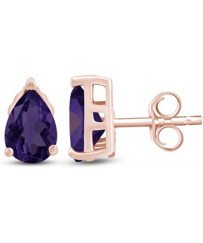 Pear Shape Stud Earrings In 14K Rose Gold Over Sterling Silver (2.5 Ct) Simulated alexandrite $18.72 Earrings