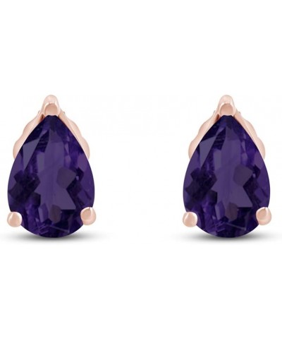 Pear Shape Stud Earrings In 14K Rose Gold Over Sterling Silver (2.5 Ct) Simulated alexandrite $18.72 Earrings