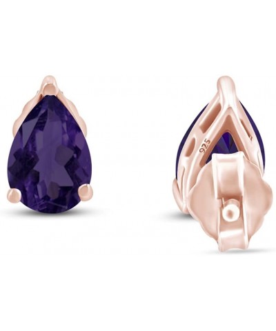 Pear Shape Stud Earrings In 14K Rose Gold Over Sterling Silver (2.5 Ct) Simulated alexandrite $18.72 Earrings