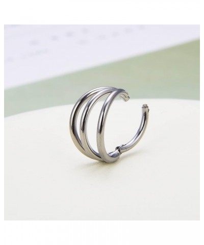 G23 Titanium Nose Hoop Rings, 16G Septum Clicker Nose Ring, Teardrop Heart Double Triple Nose Ring 6mm 8mm 10mm 12mm 6mm Trip...