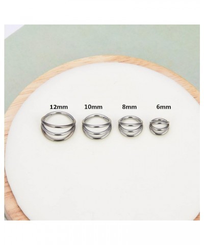 G23 Titanium Nose Hoop Rings, 16G Septum Clicker Nose Ring, Teardrop Heart Double Triple Nose Ring 6mm 8mm 10mm 12mm 6mm Trip...