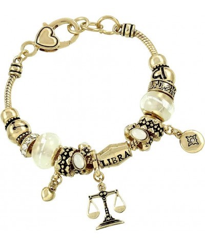 Zodiac Charm Bracelet Multi-Color Slide Metal Murano Beads Silvertone Style 4 - Libra (Sep 24 - Oct 23) $13.19 Bracelets