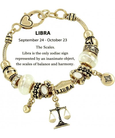 Zodiac Charm Bracelet Multi-Color Slide Metal Murano Beads Silvertone Style 4 - Libra (Sep 24 - Oct 23) $13.19 Bracelets