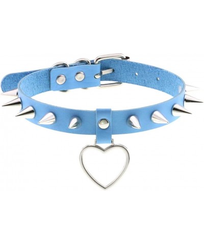 Punk Choker Heart Collar For Metal Necklace Neck Strap Cosplay Goth Gothic Aesthetic Accessories Light Blue $10.48 Necklaces