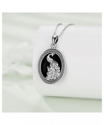 Peacock Necklace Sterling Silver Black Onyx Peacock Pendant Necklace Peacock Feather Jewelry Gifts for Women $17.22 Necklaces