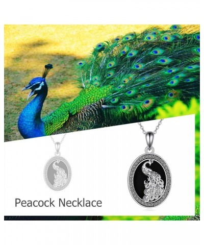 Peacock Necklace Sterling Silver Black Onyx Peacock Pendant Necklace Peacock Feather Jewelry Gifts for Women $17.22 Necklaces