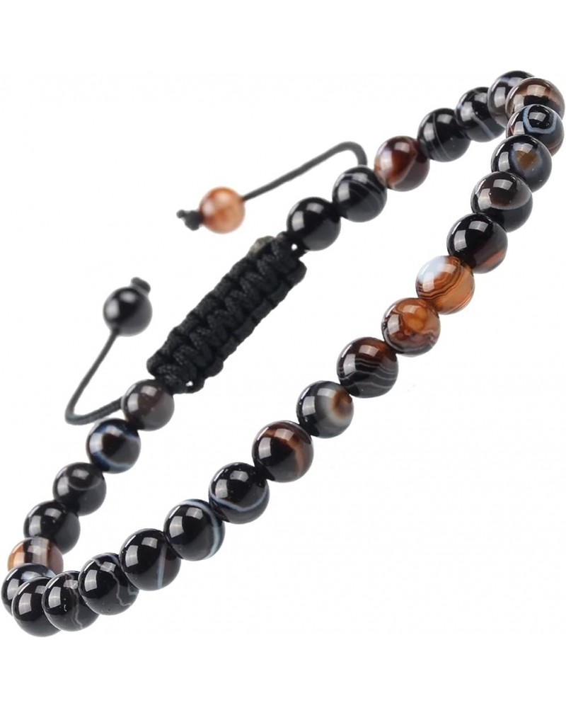 Natural Healing Power Gemstone Crystal Beads Unisex Adjustable Macrame Bracelets Evil Eye Agate 6mm $14.45 Bracelets