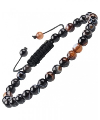 Natural Healing Power Gemstone Crystal Beads Unisex Adjustable Macrame Bracelets Evil Eye Agate 6mm $14.45 Bracelets