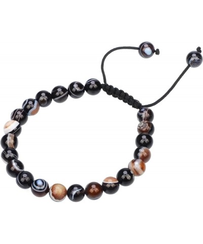 Natural Healing Power Gemstone Crystal Beads Unisex Adjustable Macrame Bracelets Evil Eye Agate 6mm $14.45 Bracelets