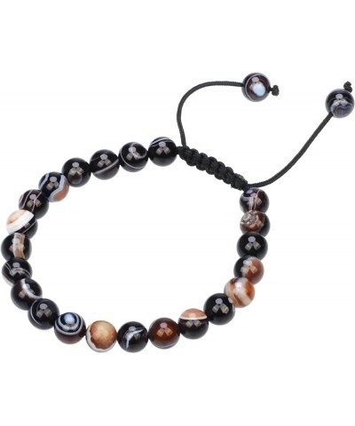 Natural Healing Power Gemstone Crystal Beads Unisex Adjustable Macrame Bracelets Evil Eye Agate 6mm $14.45 Bracelets