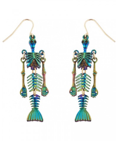 Gay Pride Multicolored Rainbow Colored Mermaid Skeleton Gold Tone Earrings $7.95 Earrings