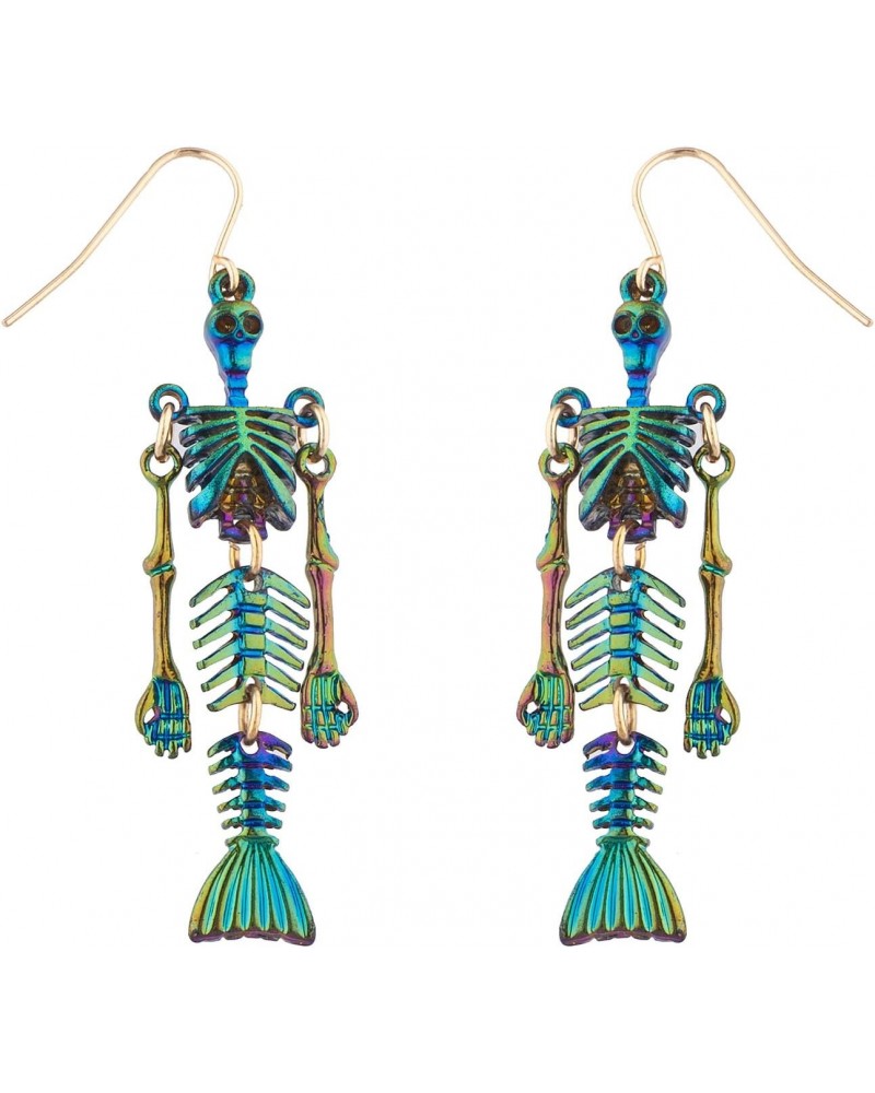 Gay Pride Multicolored Rainbow Colored Mermaid Skeleton Gold Tone Earrings $7.95 Earrings