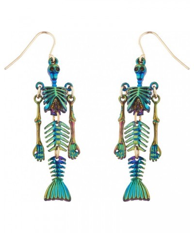 Gay Pride Multicolored Rainbow Colored Mermaid Skeleton Gold Tone Earrings $7.95 Earrings