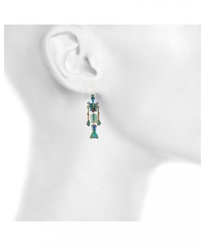 Gay Pride Multicolored Rainbow Colored Mermaid Skeleton Gold Tone Earrings $7.95 Earrings