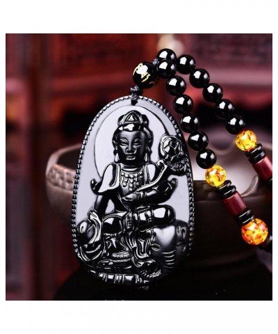 Buddha Pendant Necklace Bodhisattva Amulet Talisman Made of Obsidian Gemstone Samantabhadra Buddha $9.53 Necklaces