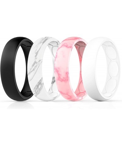 Breathable Designed Silicone Wedding Ring for Women, 5.7mm Silicone Rubber Band, Durable Wedding Ring Replacement, Comfortabl...