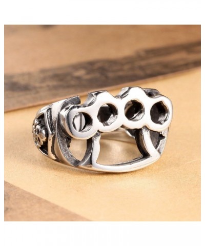 Silver Biker Ring 316L Stainless Steel Boxing Gloves Hand Buckle Soft Gothic Sz 7-14 $7.50 Rings