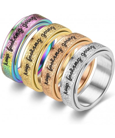 Keep Going Fidget Spinner Anxiety Ring for Women Men Spinning Ring Inspirational Graduation Encouragement Wedding Band Ring S...