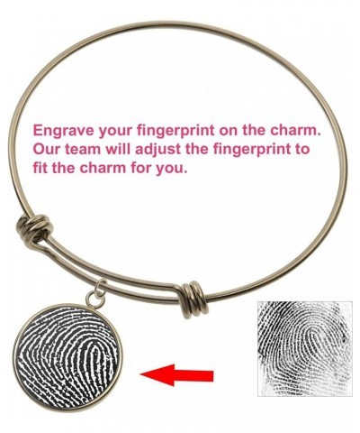 Love You to The Moon and Back Personalized Fingerprint Photo Engrave Dangle Charm Adjustable Wire Bangle Bracelet Inspiration...