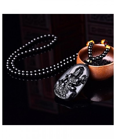 Buddha Pendant Necklace Bodhisattva Amulet Talisman Made of Obsidian Gemstone Samantabhadra Buddha $9.53 Necklaces