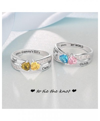 Personalized Mother Daughter Rings for Mom Mothers Rings with 2 Birthstones Custom Couples Promise Rings for Women Name Rings...