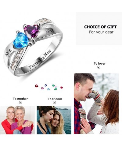 Personalized Mother Daughter Rings for Mom Mothers Rings with 2 Birthstones Custom Couples Promise Rings for Women Name Rings...