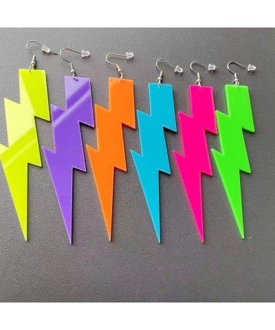 Multicolor 80s Neon Earrings Acrylic Exaggerated Women Lightning Bolt Dangle Earrings Halloween Jewelry 80's Party 8 pairs $7...