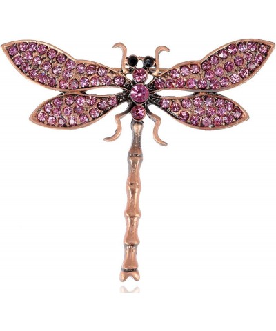 Copper Tone Pink Multicolored Crystal Rhinestone Dragonfly Brooch Pin Pink $10.00 Brooches & Pins