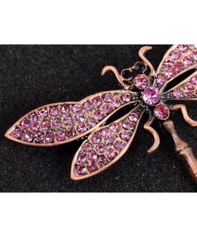 Copper Tone Pink Multicolored Crystal Rhinestone Dragonfly Brooch Pin Pink $10.00 Brooches & Pins