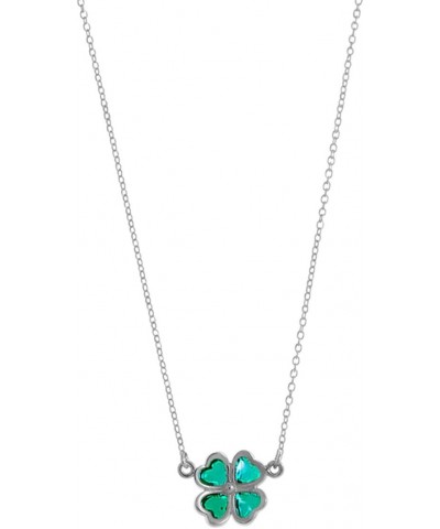 Jewelry Sterling Silver Kelly Green 4 Leaf Clover Heart Necklace, 18 Inches $17.84 Necklaces